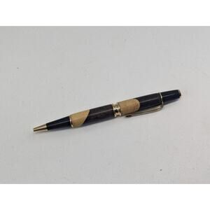 Hand Turned Twist‎ Pen Black And Gold Walnut Maple Blend
